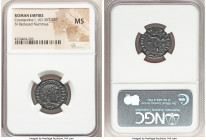Constantine I the Great (AD 307-337). BI follis or reduced nummus (20mm, 6h). NGC MS. Lugdunum, 1st officina, AD 313-314. IMP CONSTANTINVS AVG, laurea...