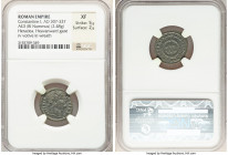 Constantine I the Great (AD 307-337). AE3 or BI nummus (19mm, 2.48 gm, 5h). NGC XF 5/5 - 2/5 Heraclea, 4th officina, AD 327-329. CONSTAN-TINVS AVG, pl...