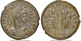 Constantius II, as Caesar (AD 337-361). AE3 or BI nummus (18mm, 6h). NGC MS. Trier, 2nd officina, AD 332-333. FL IVL CONSTANTIVS NOB C, laureate, cuir...