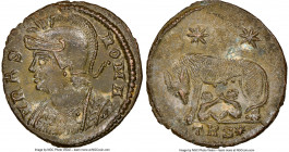 Constantinople Commemorative (ca. AD 330-340). AE3 or BI nummus (17mm, 6h). NGC MS. Trier, 1st officina, AD 332-333, struck under Constantine I to com...