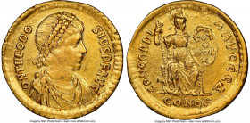 Theodosius I, Eastern Roman Empire (AD 379-395). AV solidus (20mm,4.41gm 6h). NGC Choice XF 5/5 - 3/5. Constantinople, 4th officina, AD 383-388. D N T...