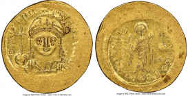 Justinian I the Great (AD 527-565). AV solidus (21mm, 4.51 gm, 7h). NGC MS 4/5 - 4/5. Constantinople, 7th officina, ca. AD 545-565. D N IVSTINI-ANVS P...