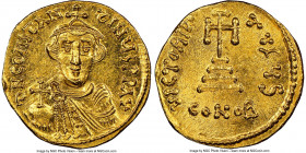 Constans II Pogonatus (AD 641-668). AV solidus (19mm, 4.39 gm, 6h). NGC MS 5/5 - 4/5, clipped. Constantinople, 6th officina. d N CONStAN-tINЧS PP AVG,...