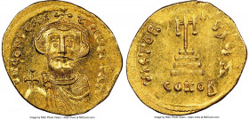 Constans II Pogonatus (AD 641-668). AV solidus (21mm, 4.47 gm, 6h). NGC Choice MS 4/5 - 5/5. Constantinople, 7th officina, ca. AD 649/50-651/2. d N CO...