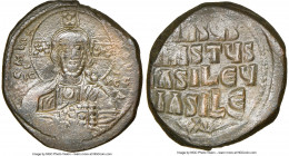 Anonymous. Class A2. Time of Basil II and Constantine VIII (AD 976-1035). AE follis (28mm, 6h). NGC Choice XF. Constantinople. +EMMA-NOVHΛ, bust of Ch...