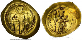 Constantine X Ducas (AD 1059-1067). AV histamenon nomisma (26mm, 6h). NGC Choice XF, scratches. Constantinople. +IhS IXS RЄX-RЄSNANTIhm, Christ seated...