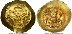 Michael VII Ducas (AD 1071-1078). AV/EL histamenon nomisma scyphate (28mm, 6h). NGC XF. Constantinople. Bust of Christ facing, wearing nimbus cruciger...