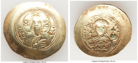 Michael VII Ducas (AD 1071-1078). AV/EL histamenon nomisma scyphate (28mm, 4.32 gm, 6h). VF. Constantinople. Bust of Christ facing, wearing nimbus cru...