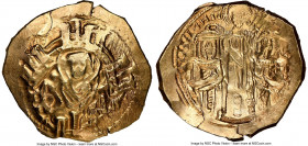 Andronicus II Palaeologus (AD 1282-1328), with Michael IX. EL hyperpyron (25mm, 4.92 gm, 7h). NGC MS 4/5 - 5/5. Constantinople, ca. AD 1303-1320. Half...