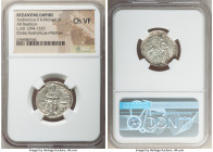 Andronicus II Palaeologus and Michael IX (AD 1294-1320). Anonymous Issue. AR basilicon (22mm, 5h). NGC Choice VF. Constantinople, AD 1304-1320. BOHΘЄI...