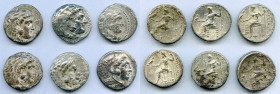 ANCIENT LOTS. Greek. Macedonian Kingdom. Ca. 4th-3rd centuries. Lot of six (6) AR tetradrachms. Fine-VF. Includes: (6) Mixed rulers, Zeus seated rever...