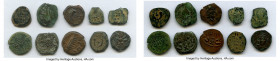 ANCIENT LOTS. Judaea. AD 1st century. Lot of ten (10) AE prutahs. Fine. Includes: Various issuers, dates and themes. Ten (10) coins in lot. SOLD AS IS...