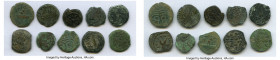 ANCIENT LOTS. Judaea. AD 1st century. Lot of ten (10) AE prutahs. Fine. Includes: Various issuers, dates and themes. Ten (10) coins in lot. SOLD AS IS...