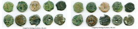 ANCIENT LOTS. Judaea. AD 1st century. Lot of ten (10) AE prutahs. Fine. Includes: Various issuers, dates and themes. Ten (10) coins in lot. SOLD AS IS...