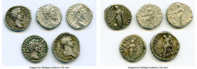 ANCIENT LOTS. Roman Imperial. Lot of five (5) AR denarii. About VF-VF. Includes: Five Roman Imperial denarii, various emperors with different types. T...