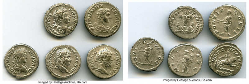 ANCIENT LOTS. Roman Imperial. Lot of five (5) AR denarii. VF-XF. Includes: Five ...