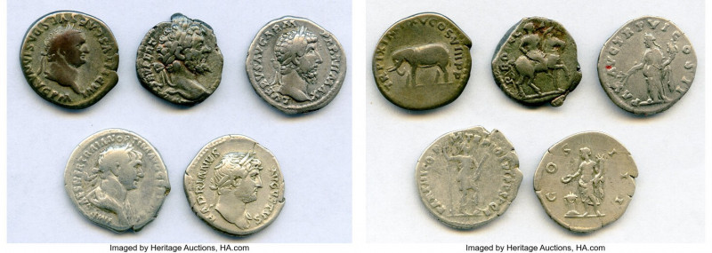 ANCIENT LOTS. Roman Imperial. Lot of five (5) AR denarii. About Fine-VF. Include...