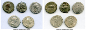 ANCIENT LOTS. Roman Imperial. Lot of five (5) AR denarii. About Fine-VF. Includes: Five Roman Imperial denarii, various emperors with different types....