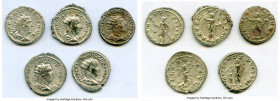 ANCIENT LOTS. Roman Imperial. Lot of five (5) AR antoniniani. XF-Choice XF. Includes: Five Roman Imperial AR antoniniani, various rulers. Total five (...