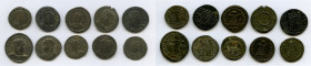ANCIENT LOTS. Roman Imperial. AD 4th century. Lot of ten (10) AE3 or BI nummi. VF-Choice XF. Includes: Various emperors with different types. Total te...