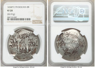 Philip IV Cob 8 Reales 1654 P-E-PH VF20 NGC, Potosi mint, KM21, Cal-1506. 26.91gm. 

HID09801242017

© 2020 Heritage Auctions | All Rights Reserve...
