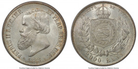 Pedro II 2000 Reis 1888 MS64+ PCGS, KM485. Pearl gray toning with golden accent and muted luster. 

HID09801242017

© 2020 Heritage Auctions | All...