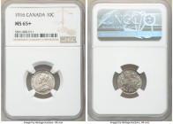 George V 10 Cents 1916 MS65+ NGC, Ottawa mint, KM23. Interspersed lavender-gray toning, grainy surfaces with muted mint bloom luster. 

HID098012420...