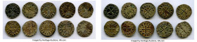 Principality of Antioch 10-Piece Lot of Uncertified Bohemond Era "Helmet" Deniers ND (1163-1201) VF, Average size 18.1mm. Average weight 0.87gm. Sold ...