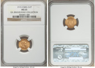 Republic gold Peso 1915 MS65 NGC, Philadelphia mint, KM16, Fr-7. Two year type, rose toning. Ex. EMO Collection; Brand Collection

HID09801242017
...