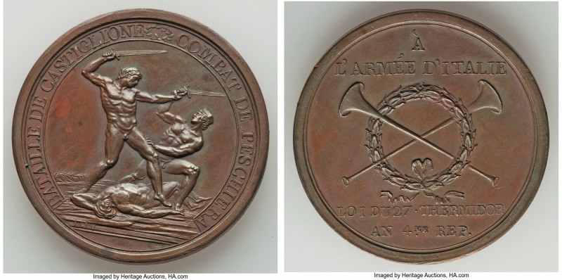 Napoleon bronze "Battle of Castiglione" Medal 1796 XF, Julius-502. 43.1mm. 41.24...