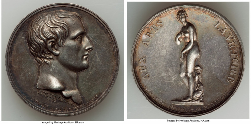 Napoleon silver "Arrival of the Venus de Medici" Medal 1803 XF (Scratches), Bram...