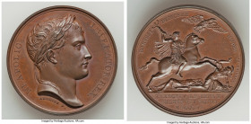 Napoleon bronze "Battle of Jena" Medal 1806 AU, Bram-537, Julius-1594. 40.6mm. 38.99gm. By Andrieu. NEAPOLIO IMPERATOR REX. Laureate head right / BORV...