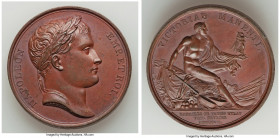 Napoleon bronze "Battle of Eylau" Medal 1807-Dated AU, Bram-628. 40.5mm. 38.96gm. By Andrieu & Brenet. NAPOLEON EMP. ET ROI His laureate head right / ...