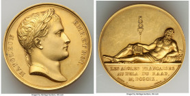 Napoleon gilt-bronze "Battle of Raab" Medal 1809 XF, Bram-854. 40.4mm. 35.90gm. By Andrieu & Dubois. NAPOLEON EMP ET ROI His laureate head right / Riv...