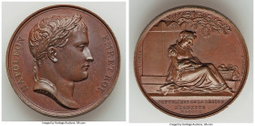 Napoleon bronze "Orphans of the Legion of Honor" Medal 1810 XF, Bram-950. 40.5mm. 38.03gm. By Andrieu, Depaulis & Denon. NAPOLEON EMP. ET ROI His laur...