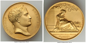 Napoleon gilt-bronze "Orphans of the Legion of Honor" Medal 1810 UNC, Bram-980. 40.6mm. 36.90gm. By Andrieu & Depalus. NAPOLEON EMP. ET ROI His laurea...