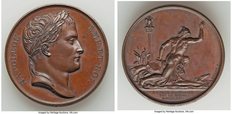 Napoleon bronze Restrike "Eagle of France on the Volga" Medal 1812 XF, Bram-1166...