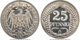 Wilhelm II 25 Pfennig 1910-A PR67+ Ultra Cameo NGC, Berlin mint, KM18. Lovely frosted devices against mirrored proof fields. 

HID09801242017

© 2...