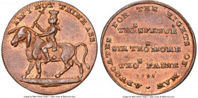 Middlesex. Spence's copper Farthing Token 1795 MS64 Red and Brown NGC, D&H-1112. Edge: Plain. AM I NOT THINE ASS King crowned holding scepter and ridi...