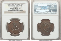 Middlesex. W. Williams 1/2 Penny Token 1795 MS64 Brown NGC, D&H-920. Edge Plain. SUCCESS TO THE WOOLEN MANUFACTORY Bishop behind wool pack / FEAR GOD ...