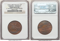 Norfolk. Norwich copper 1/2 Penny Token 1793 MS62 Brown NGC, D&H-46. Edge: Payable at John Rooks. PRO REGE ET PATERIA rider with sword left / NORWICH ...