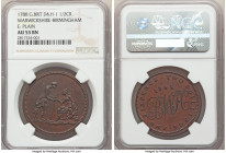 Warwickshire. Birmingham copper 1/2 Crown Token 1788 AU53 Brown NGC, D&H-1. Plain edge. Young boy behind old man standing with cane receiving alms fro...