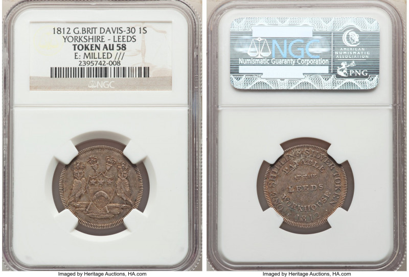 Yorkshire. Leeds silver Shilling Token 1812 AU58 NGC, Davis-30. Edge: Milled. Ar...
