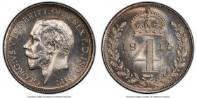 George V 4-Piece Certified Prooflike Maundy Set 1915 PCGS, 1) Penny -PL66, KM810 2) 2 Pence - PL65, KM812 3) 3 Pence - PL66, KM813 4) 4 Pence - PL65, ...