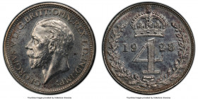 George V 4-Piece Certified Prooflike Maundy Set 1928 PCGS, 1) Penny - PL63, S-4047 2) 2 Pence - PL UNC Details (Scratch), S-4046 3) 3 Pence - PL64, S-...