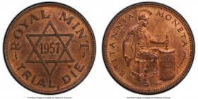 Elizabeth II bronze "Royal Mint" Trial 1/2 Penny 1957 MS64 Red and Brown PCGS, Royal mint, KM-Unl. 25.4mm. 5.6gm. Plain edge. 

HID09801242017

© ...
