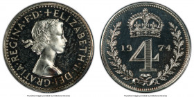 Elizabeth II 4-Piece Certified Prooflike Maundy Set 1974 PCGS, 1) Penny - PL64, KM898 2) 2 Pence - PL65, KM899 3) 3 Pence - PL65, KM901 4) 4 Pence - P...