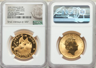 Elizabeth II gold Proof "Mayflower 400th Anniversary" 100 Pounds (1 oz) 2020 PR70 Ultra Cameo NGC, KM-Unl. Mintage: 500. First day of Issue. Mayflower...