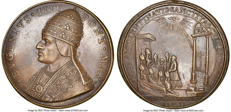 Papal States 4-Piece Lot of Certified Assorted bronze Medals NGC, 1) Eugene IV "...