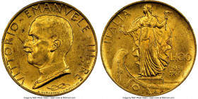 Vittorio Emanuele III gold 100 Lire 1931-R MS62 NGC, Rome mint, KM72. AGW 0.2546 oz. 

HID09801242017

© 2020 Heritage Auctions | All Rights Reser...